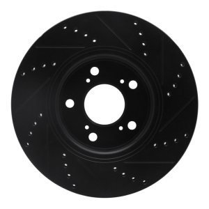 Acura RLX Brake Rotor (1) - Front Left - R1 Concepts - Drilled & Slotted - Black - `14-`20